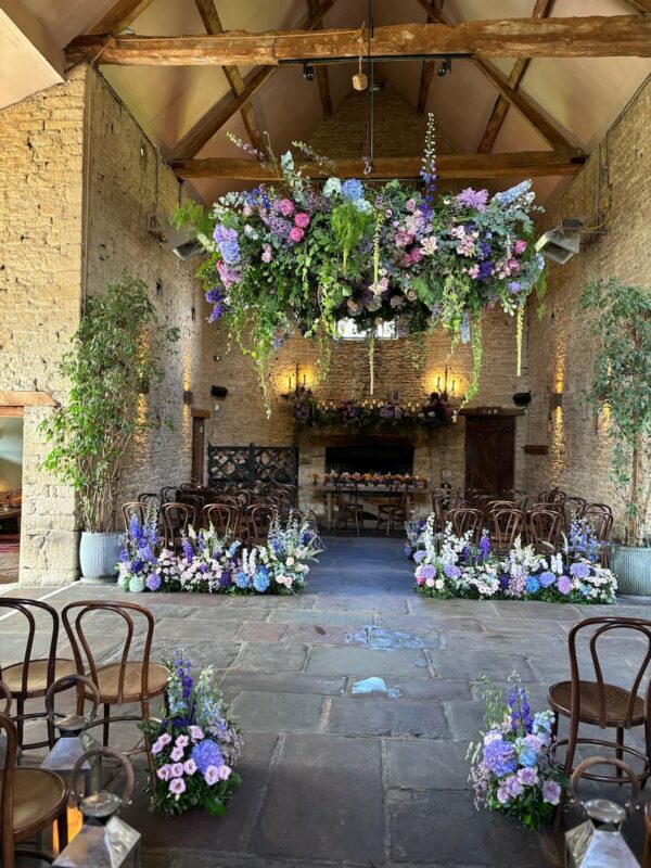 Wedding flowers and decoration at Cripps in the Cotswolds